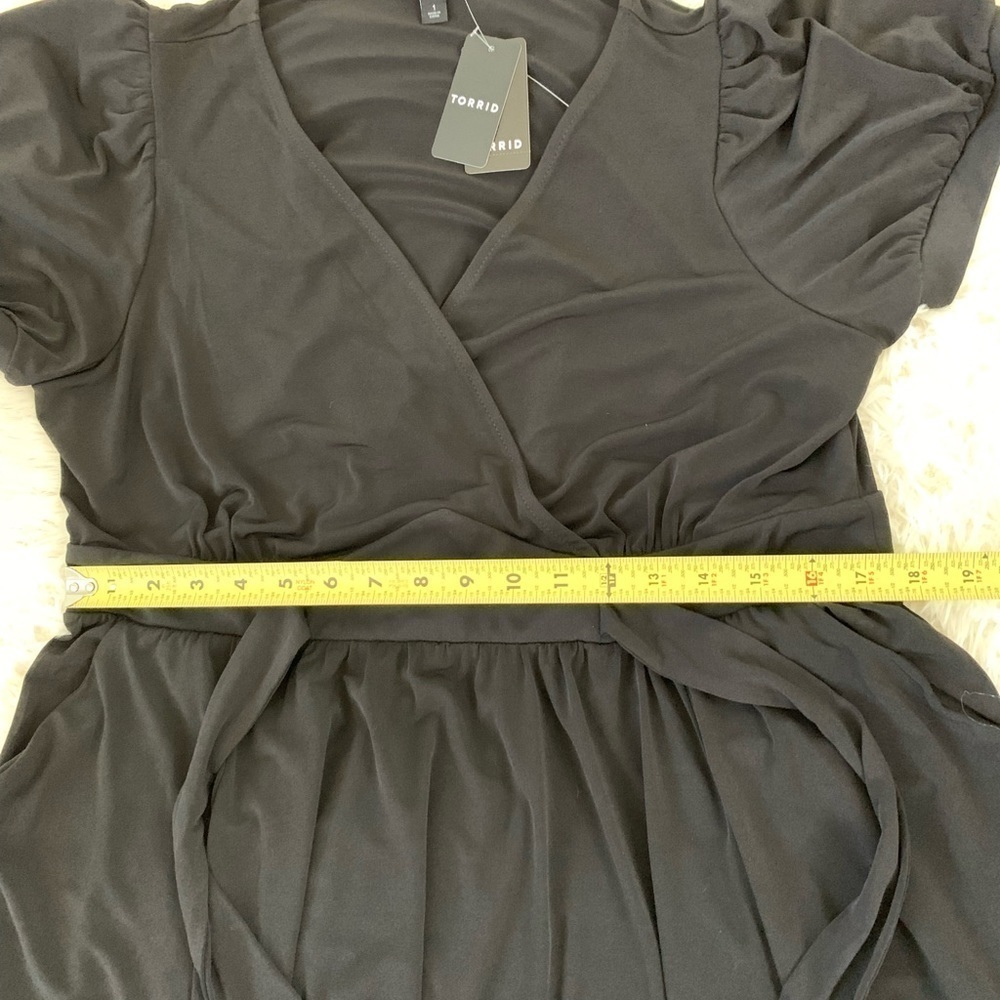 Torrid Mini Studio Knit Surplice Dress black, plus size, 1X, 14-16 - Picture 8 of 14